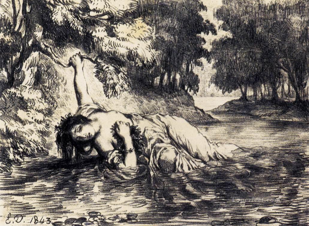 La muerte de Ofelia Romántico Eugene Delacroix Pintura al óleo
